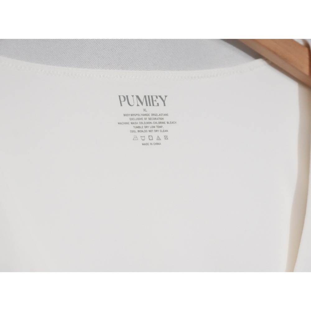 PUMIEY V-Neck T-Shirt Women Extra Large White Short Sleeve Stretch Top - Picture 2 of 8